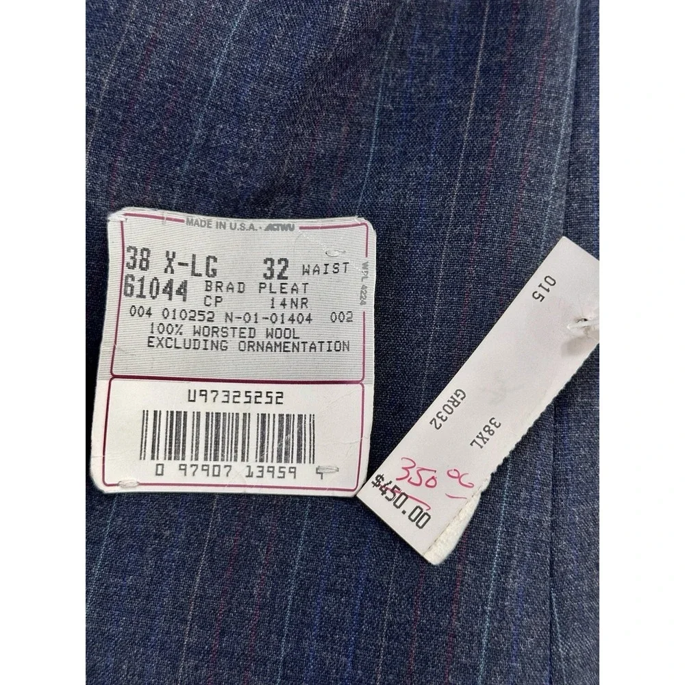 VINTAGE John Weitz Men's Blazer Jacket 38XL 100% Wool NWT Dark Charcoal US Made